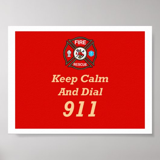 Notrufnummer 911-Plakat für Feuerwehr Poster (Vorne)
