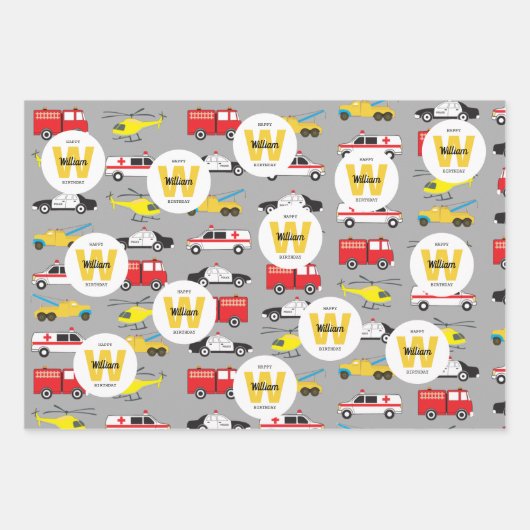 Notrufnummer für den Transport von Notfallfahrzeug Geschenkpapier Set (Vorderseite)