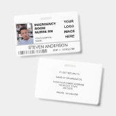 Notrufnummer RN Foto ID Hospital Logo Ausweis (Vorder- & Rückseite)