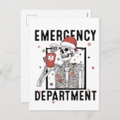 Notrufzentrale Skeleton Nursing Coffee Lover Feiertagspostkarte (Vorne/Hinten)