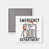 Notrufzentrale Skeleton Nursing Coffee Lover Magnet (Vorderseite/Rückseite)