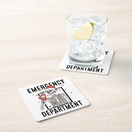 Notrufzentrale Skeleton Nursing Coffee Lover Rechteckiger Pappuntersetzer (Vor Ort)