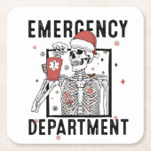 Notrufzentrale Skeleton Nursing Coffee Lover Rechteckiger Pappuntersetzer (Vorderseite)
