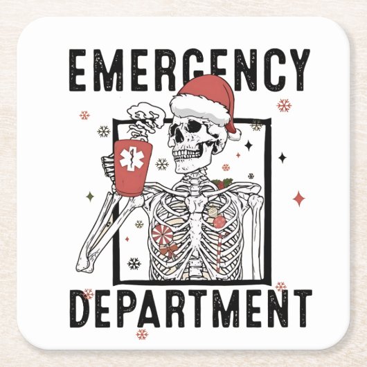 Notrufzentrale Skeleton Nursing Coffee Lover Rechteckiger Pappuntersetzer (Vorderseite)