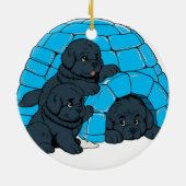 Notta Bears Newfoundland Puppy Igloo Keramik Ornament (Hinten)