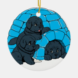 Notta Bears Newfoundland Welpen Igloo Keramik Ornament