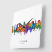 Nottingham England Skyline Quadratische Wanduhr (Winkel)