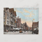 Nottingham, Lange Reihe mit frühen Straßenbahnen, Postkarte (Vorderseite)