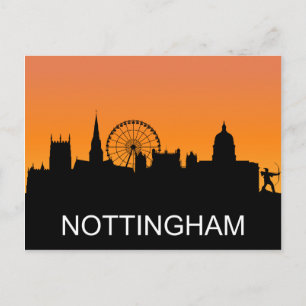 Nottingham Silhouette, Sommeruntergang, Illustrati Postkarte