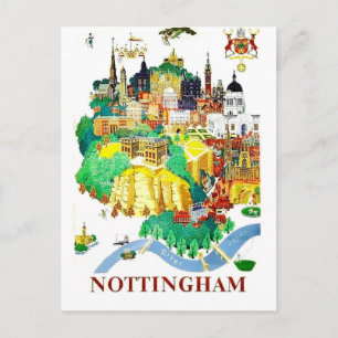 Nottingham Stadt, Häuser, Großbritannien, Vintage Postkarte
