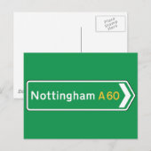 Nottingham, UK Road Sign Postkarte (Vorne/Hinten)