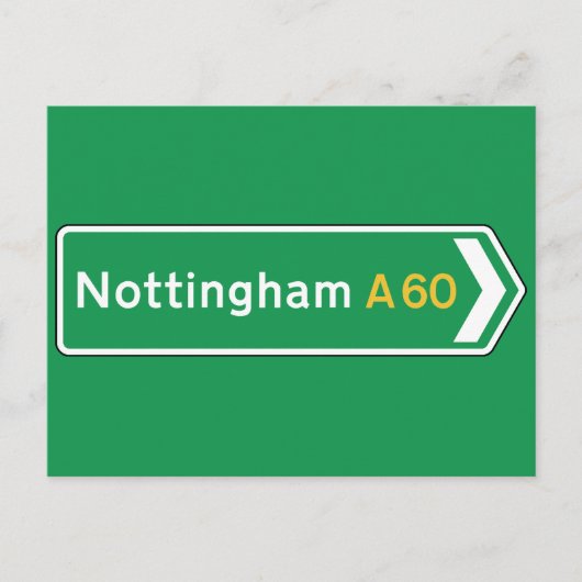 Nottingham, UK Road Sign Postkarte (Vorderseite)