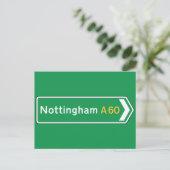 Nottingham, UK Road Sign Postkarte (Stehend Vorderseite)