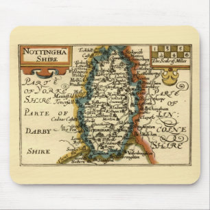 Nottinghamshire Landkreis England Alte antike Kart Mousepad