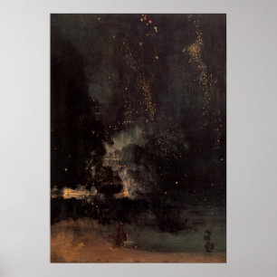 Notturno im Schwarzen und im Gold das fallende Poster