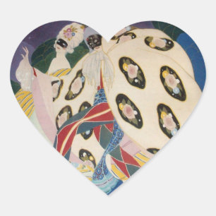 NOTTURNO MIT MASKEN/venezianisches Maskerade-Herz Herz-Aufkleber