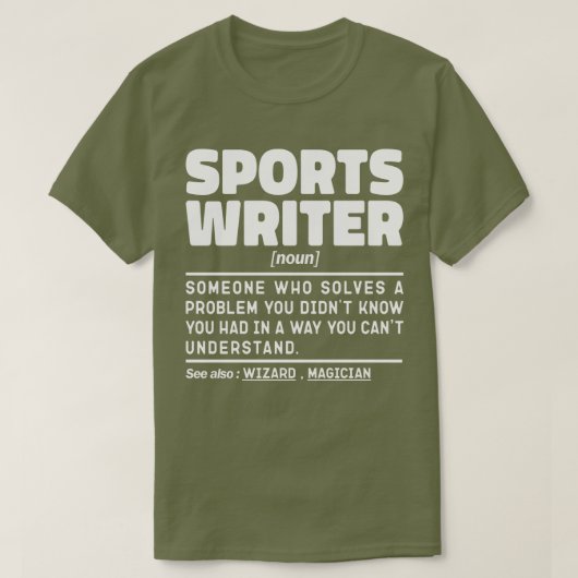 Noun-Definition für Sportschriftsteller Lover Funn T-Shirt (Design vorne)