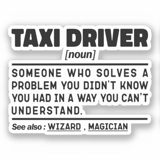 Noun Definition für Taxifahrer Fachmann Aufkleber (Vorderseite)
