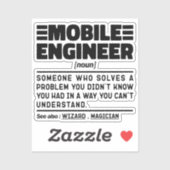 Noun-Fehlerbehebungsspezialist für Mobile Engineer Aufkleber (Blatt)