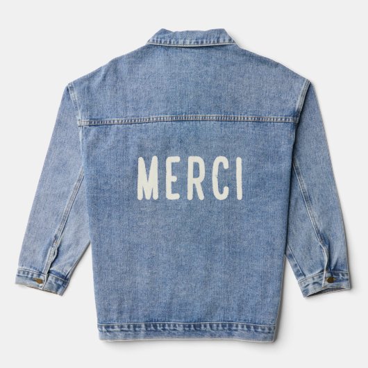 Noun Merci Vielen Dank Übersetzung Word French Big Jeansjacke (Rückseite)