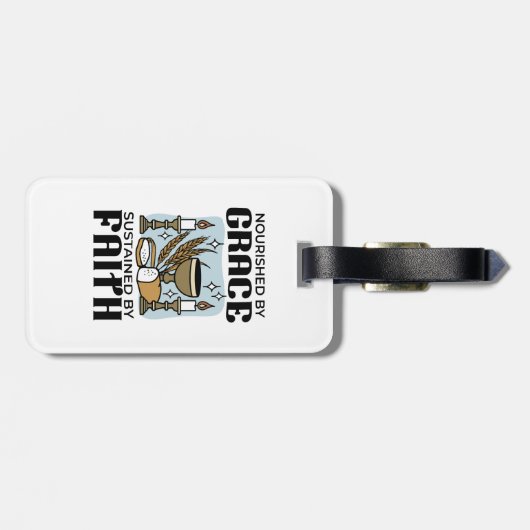 Nourished by Grace, Sustained by Faith Design Gepäckanhänger (Rückseite horizontal)