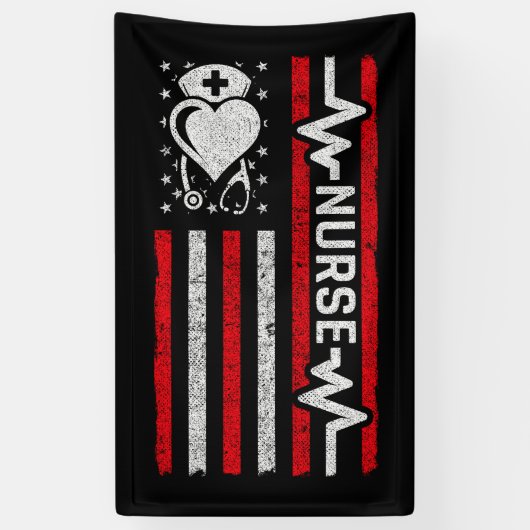 Nourse Wertschätzung Hero Heart Life American Flag Banner (Vertikal)