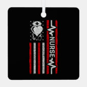 Nourse Wertschätzung Hero Heart Life American Flag Ornament Aus Metall (Rückseite)