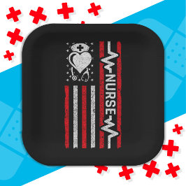 Nourse Wertschätzung Hero Heart Life American Flag Pappteller