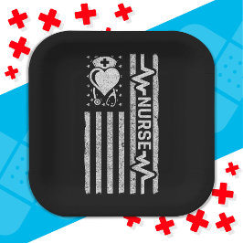 Nourse Wertschätzung Hero Heart Life American Flag Pappteller