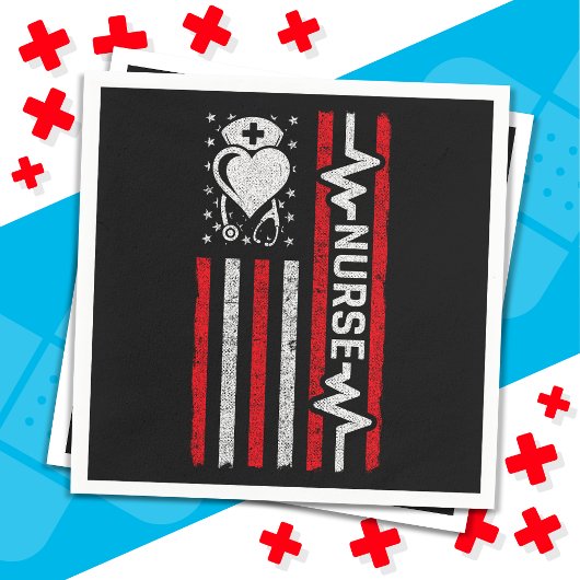 Nourse Wertschätzung Hero Heart Life American Flag Serviette