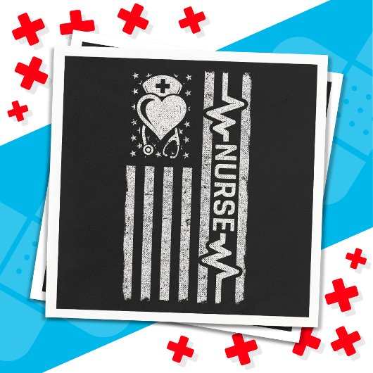 Nourse Wertschätzung Hero Heart Life American Flag Serviette