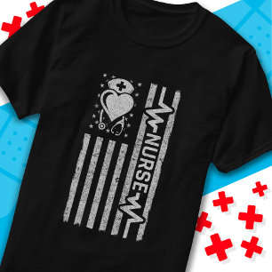 Nourse Wertschätzung Hero Heart Life American Flag T-Shirt