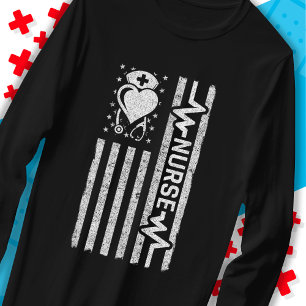 Nourse Wertschätzung Hero Heart Life American Flag T-Shirt