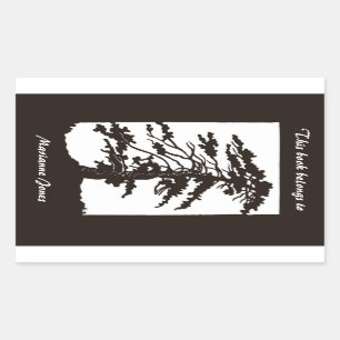 Nouveau-Baum-Silhouette-Exlibris-Aufkleber Rechteckiger Aufkleber