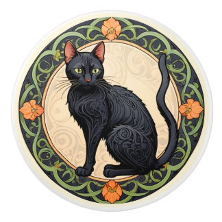 Nouveau Black Cat Keramikknauf