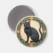 Nouveau Black Cat Magnet (Vorderseite/Rückseite)