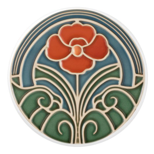 Nouveau Bloom Knobs Pull Keramikknauf (Vorderseite)