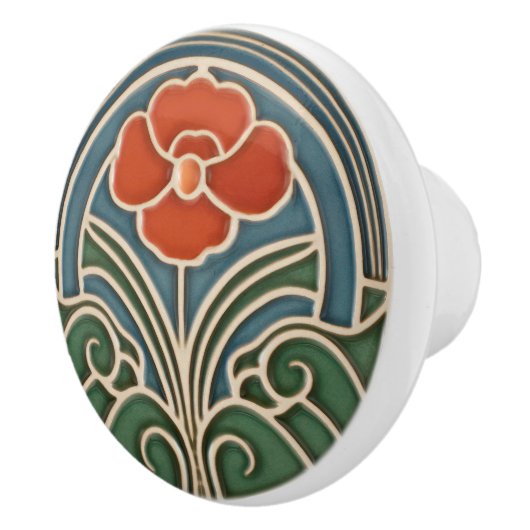 Nouveau Bloom Knobs Pull Keramikknauf (Rechts)