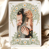 Nouveau Daisies Foto Wedding Ivory Green Einladung