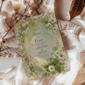 Nouveau Daisies Ivory Green Wedding Save The Date