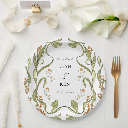 Nouveau Floral Wedding Pappteller (Hochzeit)