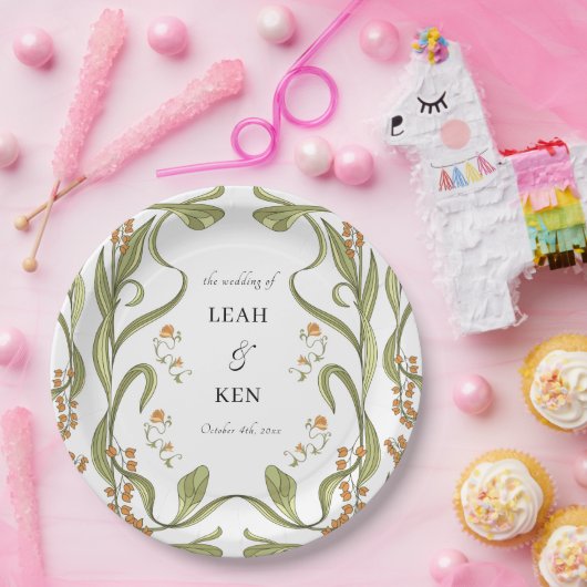 Nouveau Floral Wedding Pappteller (Party)