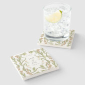 Nouveau Floral Wedding Steinuntersetzer (Seitenansicht)