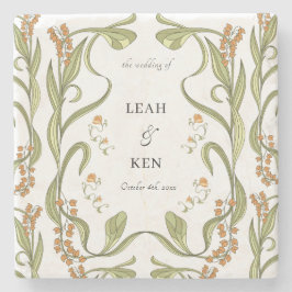 Nouveau Floral Wedding Steinuntersetzer