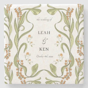Nouveau Floral Wedding Steinuntersetzer
