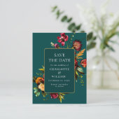 Nouveau Flowers Hochzeit Merken Sie das Datum QR-C Postkarte (Stehend Vorderseite)