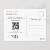 Nouveau Flowers Hochzeit Merken Sie das Datum QR-C Postkarte (Rückseite)