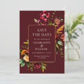 Nouveau Garden Blume Hochzeit QR-Code Save The Date (Stehend Vorderseite)