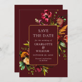 Nouveau Garden Blume Hochzeit QR-Code Save The Date (Vorne/Hinten)