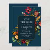 Nouveau Garden Blume Hochzeit QR-Code Save The Date (Vorne/Hinten)